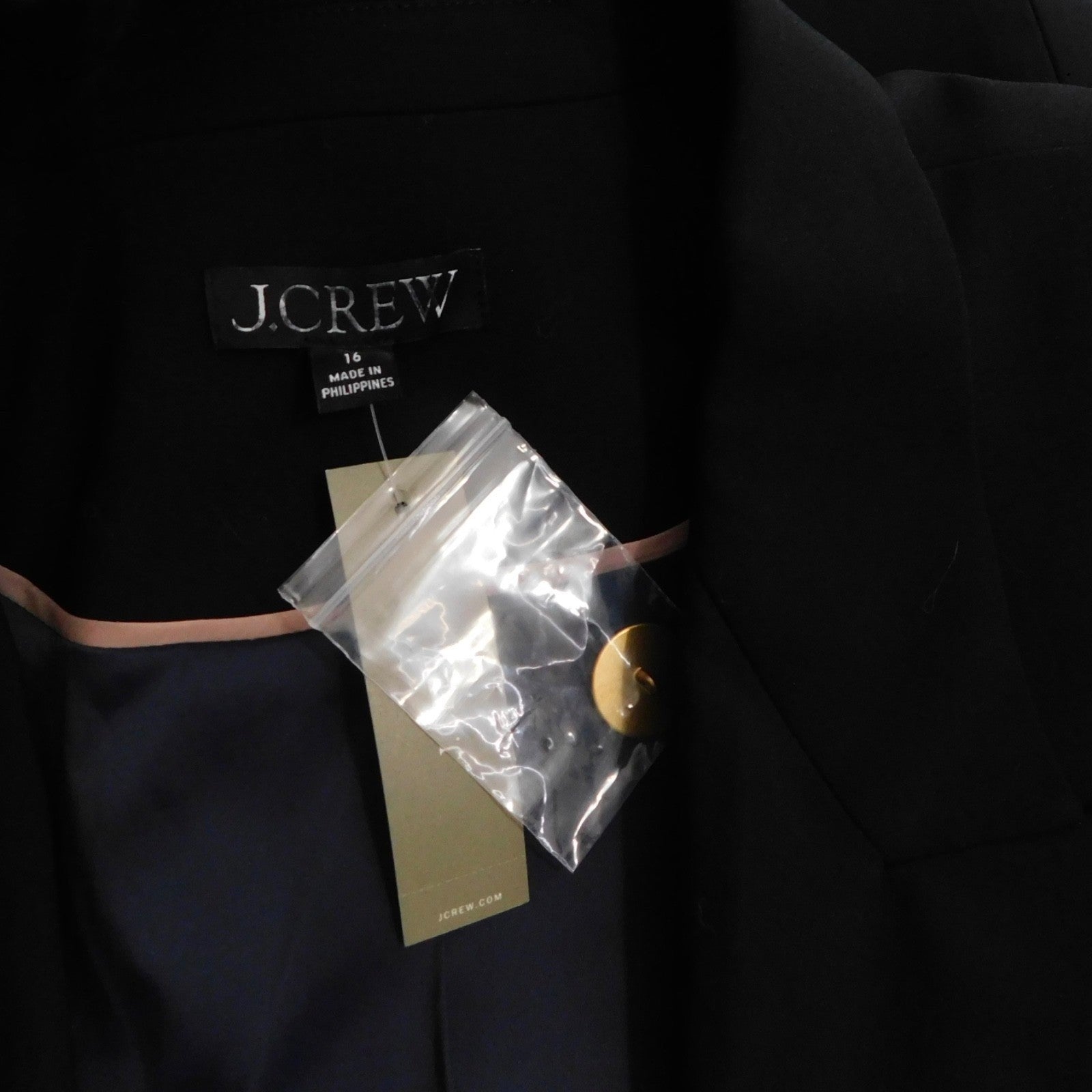NWT!! J. CREW Vivienne Blazer Italian Bi-Stretch Wool Blend Black Preppy Size 16