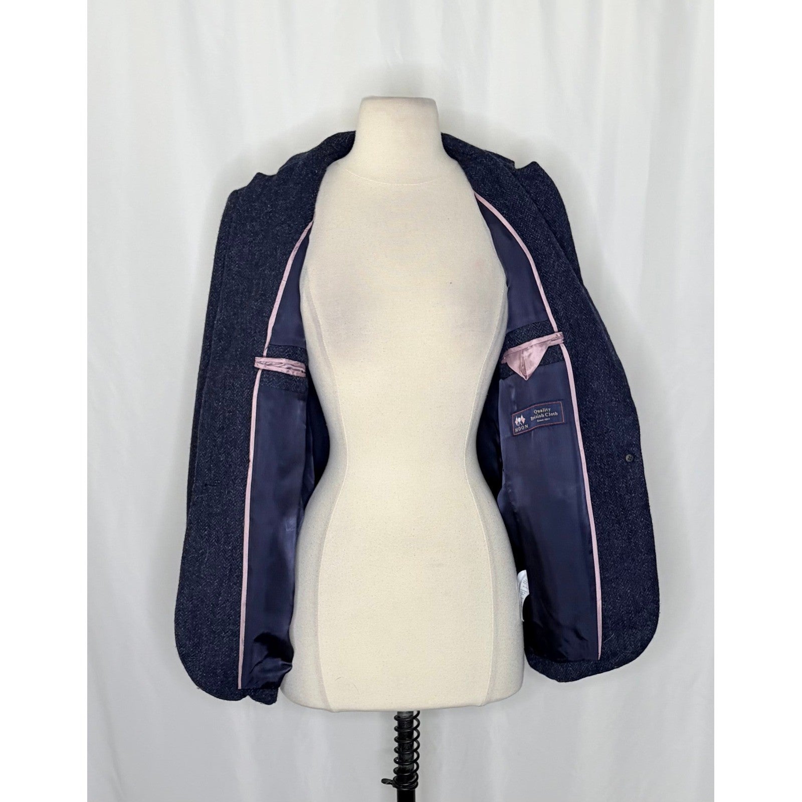 J. CREW Wool Alfie Blazer Navy Blue Herringbone Preppy Academia 4P 4 Petite