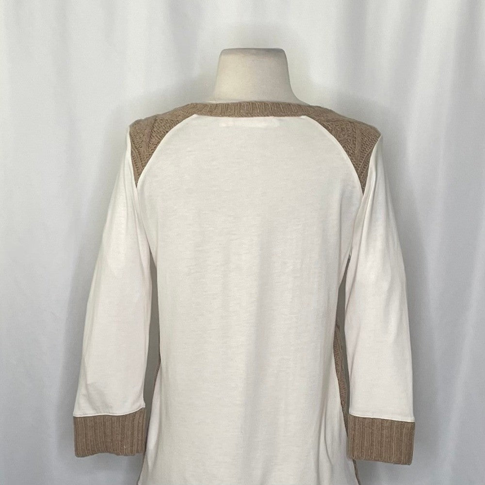 Anthropologie PILCRO Dually Clad Twofer Sweater Top Brown Wool Cable Knit M