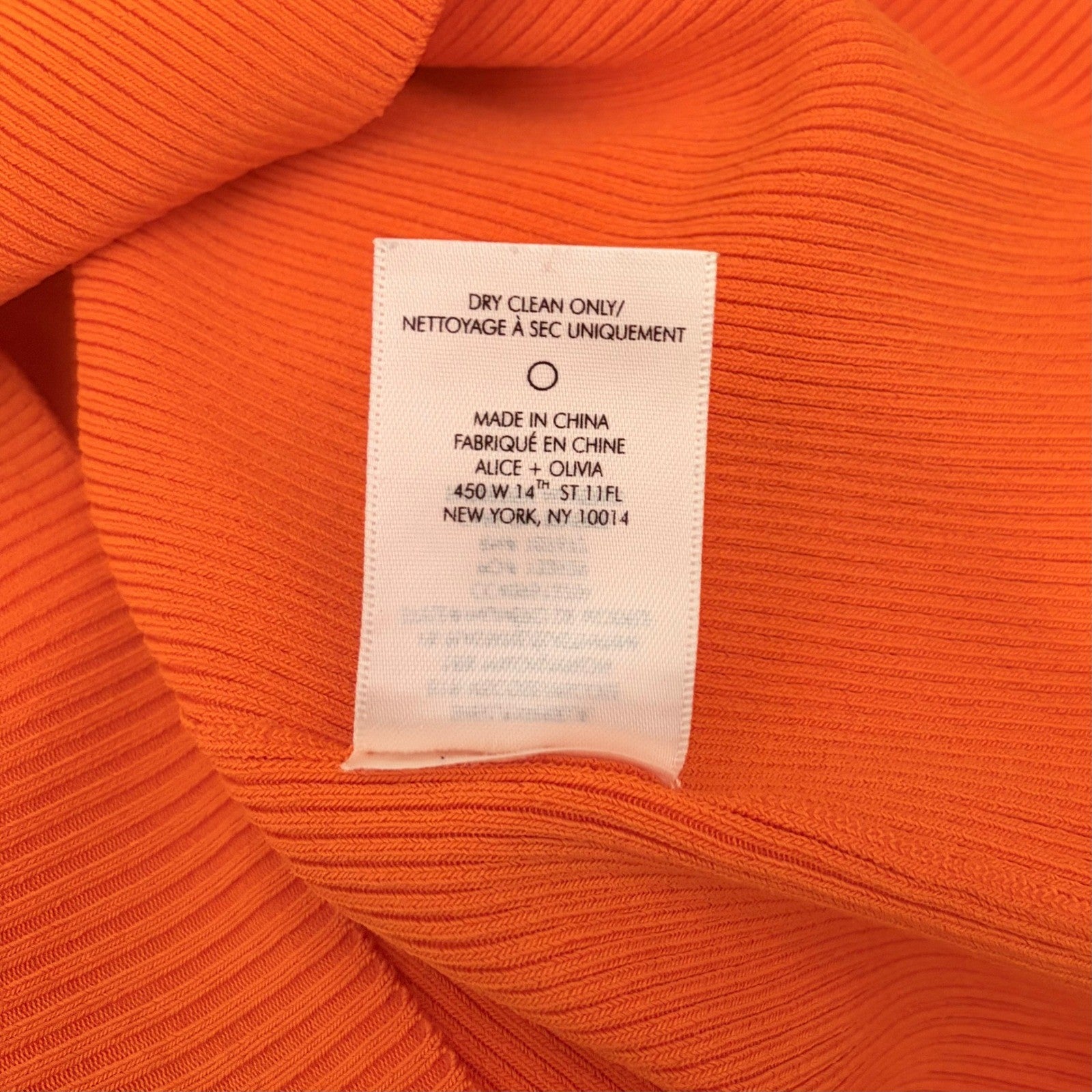 ALICE + OLIVIA Dolan Pullover Orange Blaze Knit Off The Shoulder Sweater Small