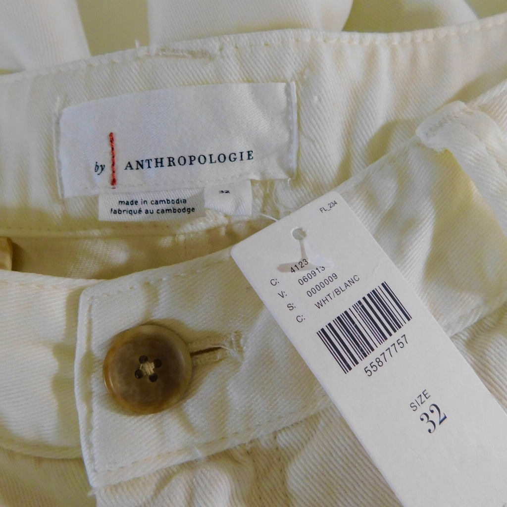 NWT!! ANTHROPOLOGIE Scout Tapered Slim Pants Natural Off White Pockets Size 32