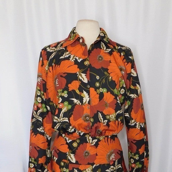 Revolve DODO BAR OR Natasha Dress Genia Floral Retro Print Size 46 US Size 10