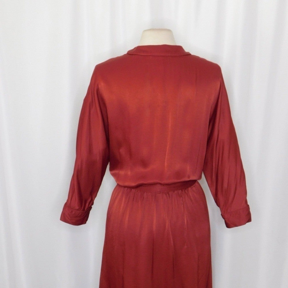 SCOTCH & SODA Maison Scotch Red Satin Wrap Dress Solid Party Cocktails Medium