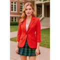 NWT!! Anthropologie CARTONNIER Red Knit Blazer Jacket Stretch Solid Medium
