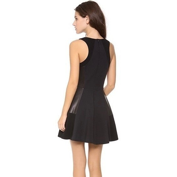 RAG & BONE Leather Montrose Fit N' Flare Little Black Dress Panel Mini Size 6