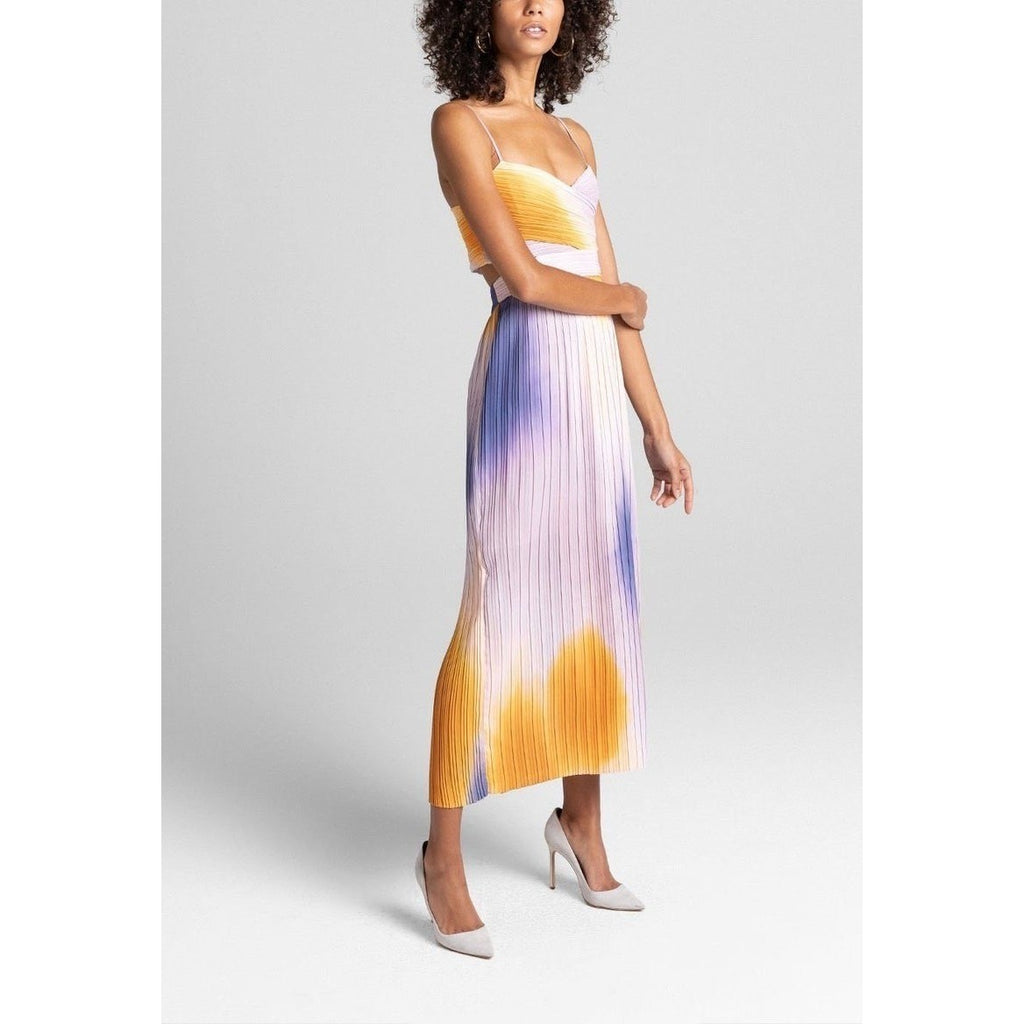 Revolve A.L.C. Sienna Dress Pastel Ombré Pleated Midi Dress Faux Wrap Size 6
