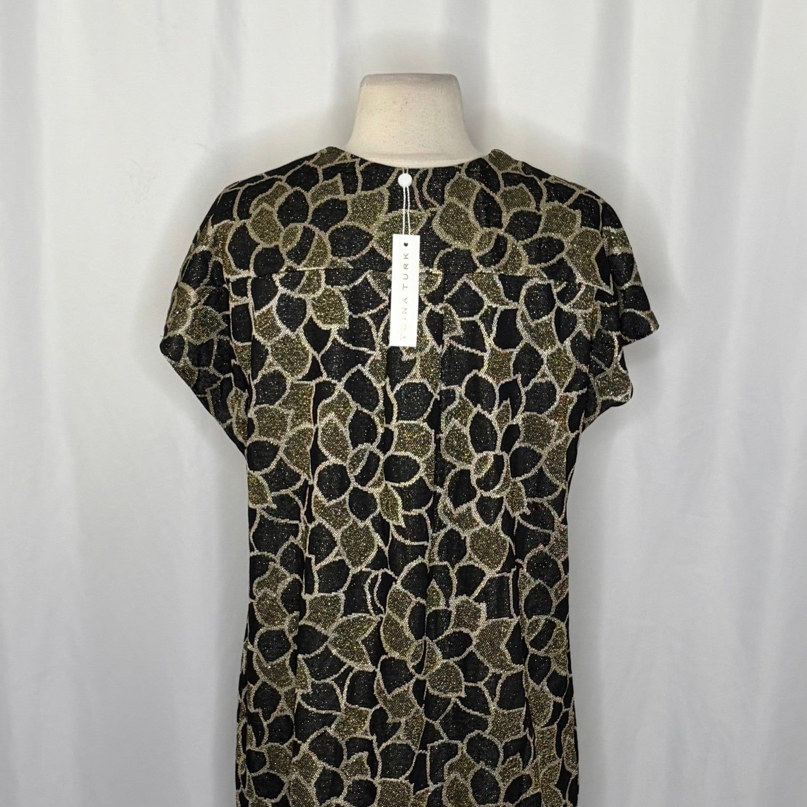 NWT!! TRINA TURK Hasil 2 Short-Sleeve Shift Dress Vacation Party Glam Medium