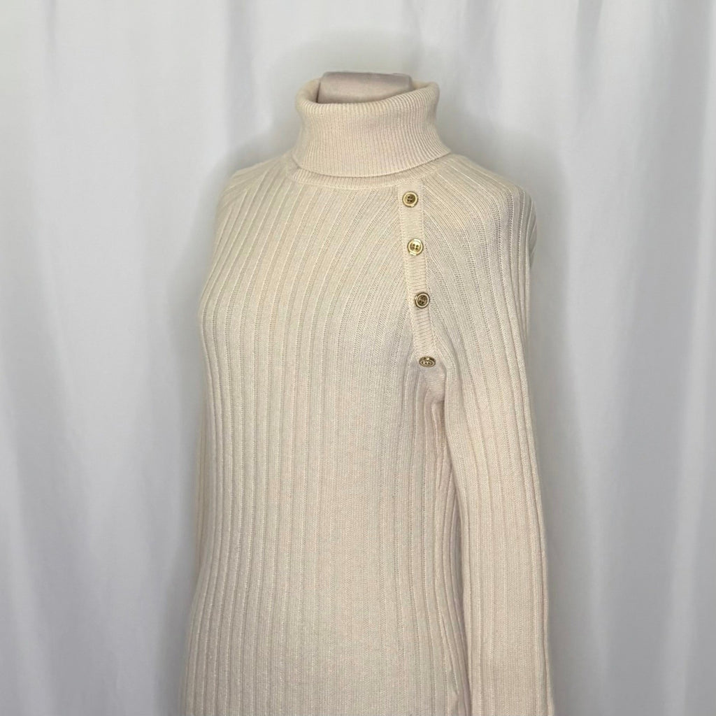 J. MCLAUGHLIN Lunet Cashmere Wool Turtleneck Sweater Pullover Buttons Small