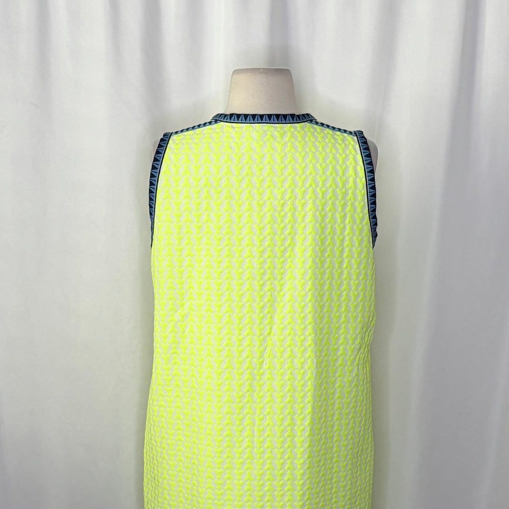 J. CREW Printed Shift Dress Neon Lime Green Retro Vacation Preppy Size 6