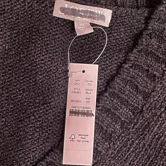 NWT!! J. CREW Marina V-Neck Cardigan Sweater Pockets Solid Black Preppy X-Small