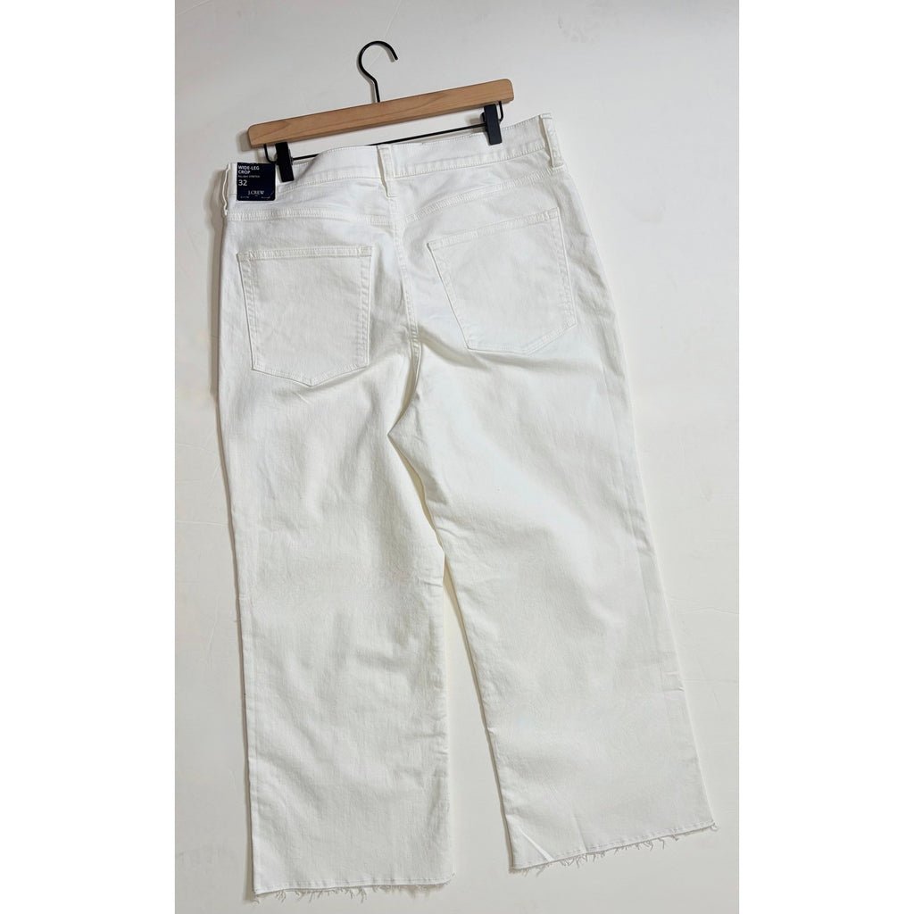 NWT!! J. CREW Factory Wide-Leg Cropped Jeans All-Day Stretch Solid White Size 32