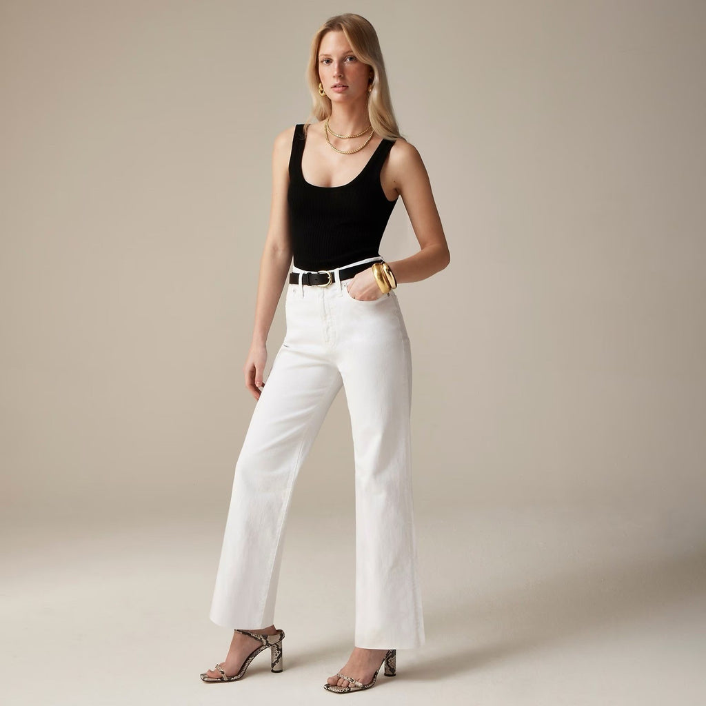 NWT!! J. CREW Slim Wide-Leg Jeans White Wash Classic 5 Pocket Denim Size 37