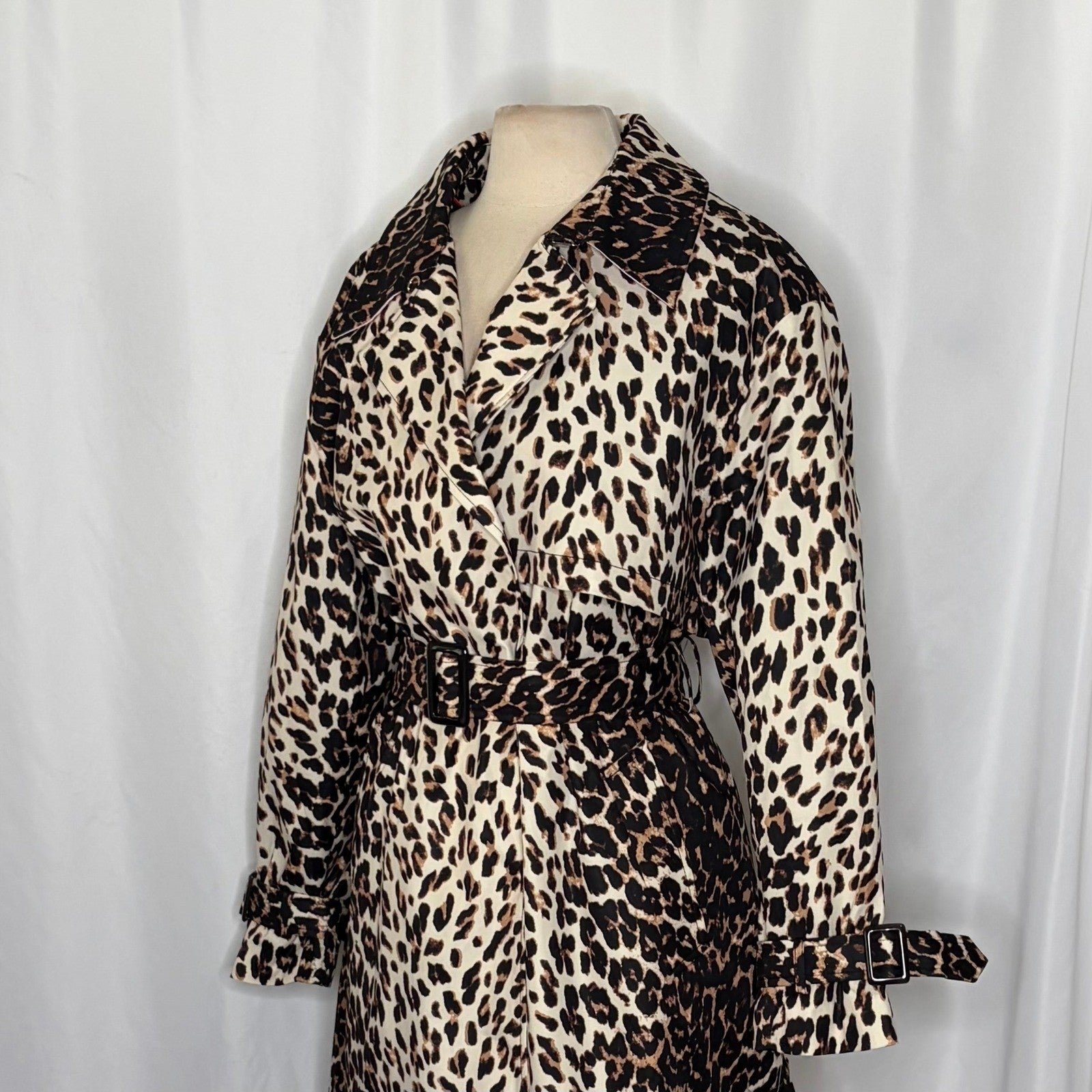 NWT!! KATE SPADE New York Leopard Belted Longline Double Breasted Trench Coat XL