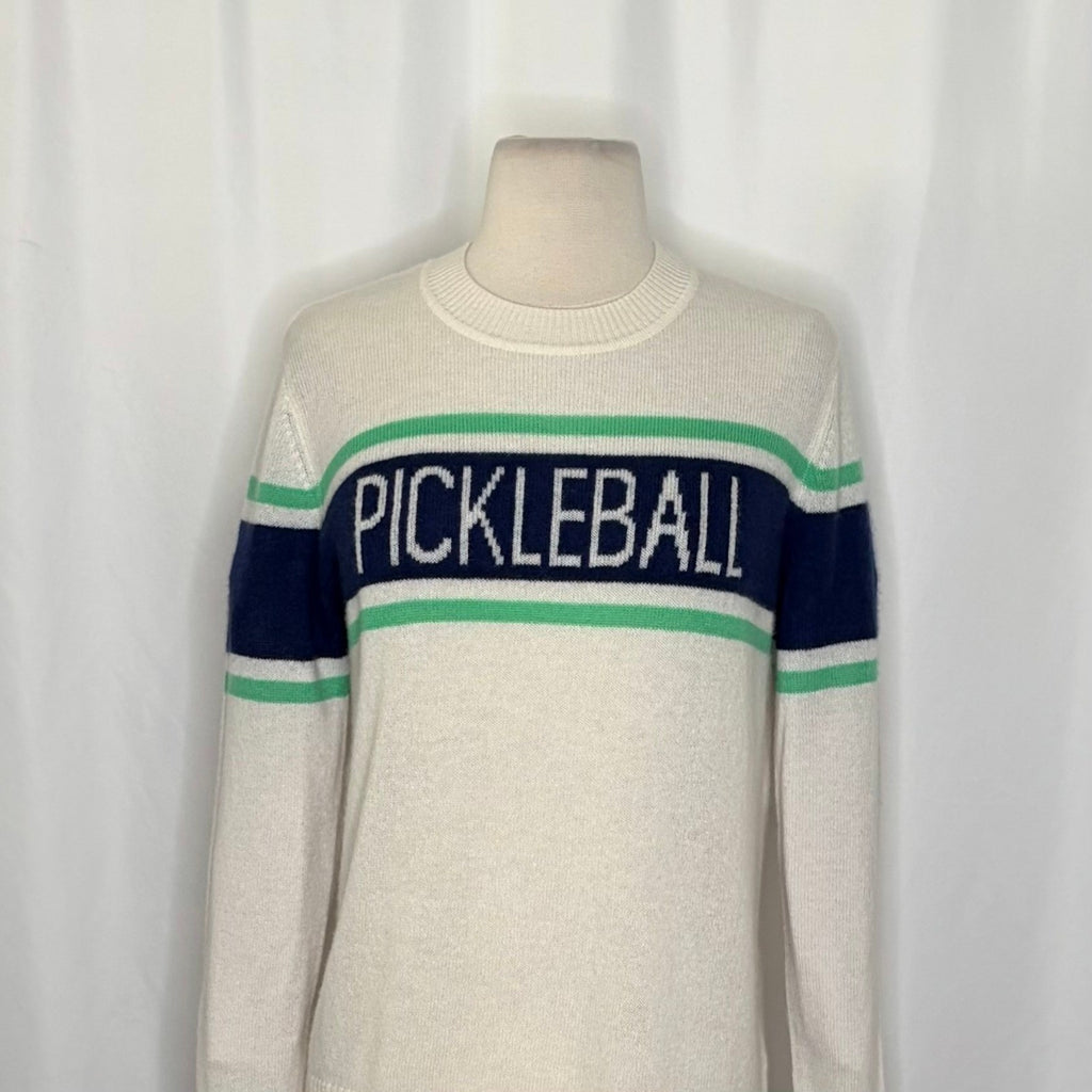 ALASHAN Cashmere Pickleball Sweater Pullover Sporty Text Script Preppy Medium