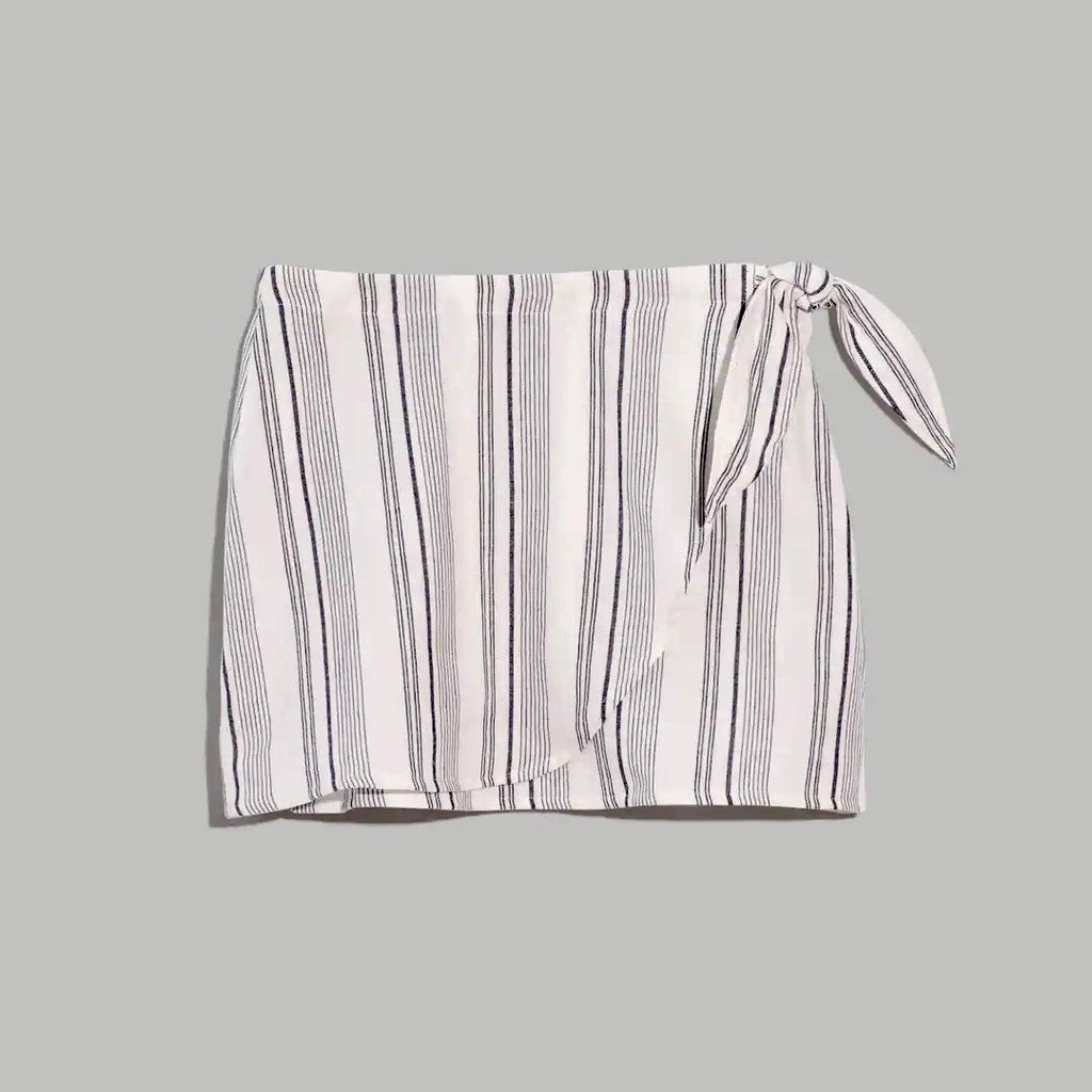 NWT!! MADEWELL Cover-Up Wrap Skirt Striped Tie Waist Beach Lighthouse XX-Small