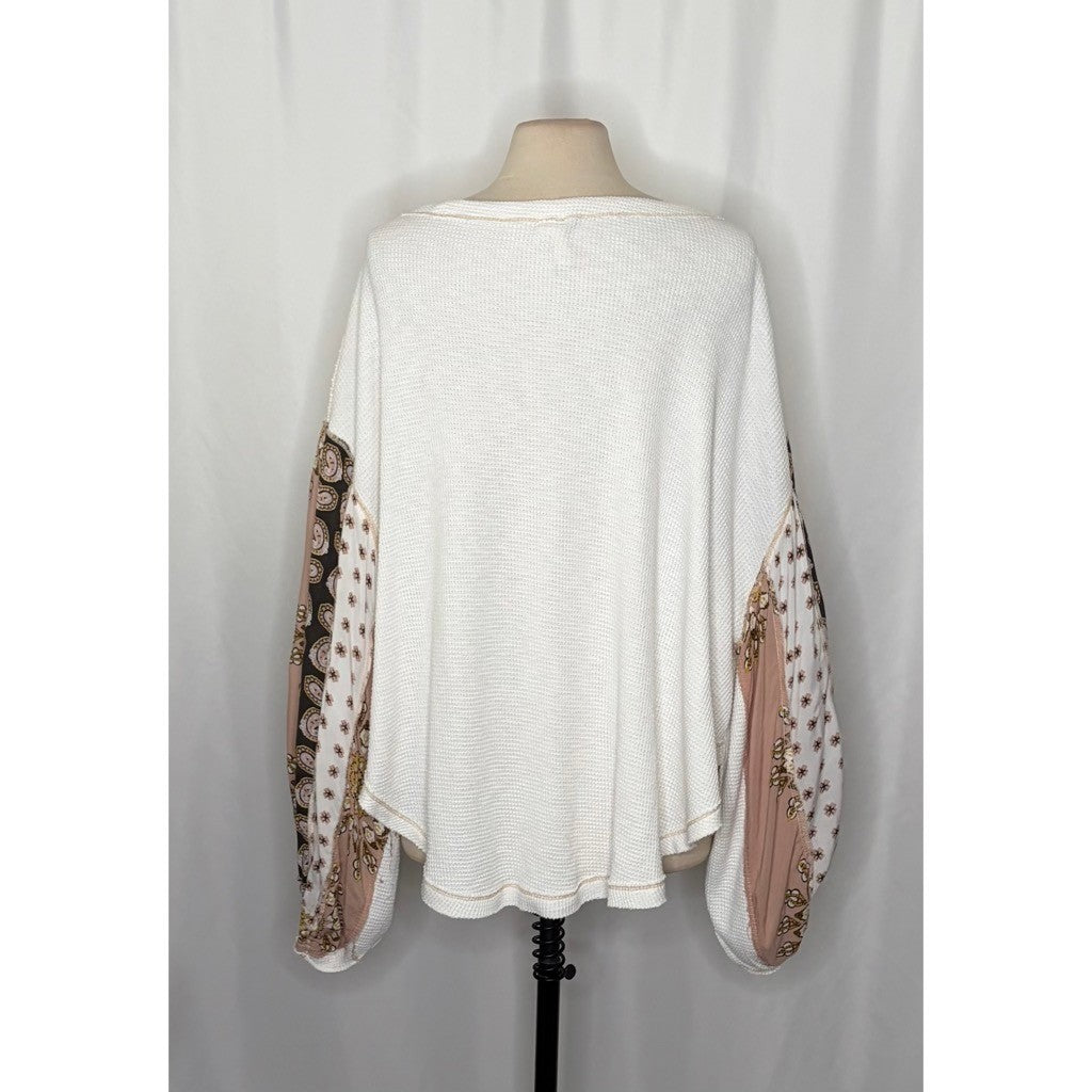 Free People WE THE FREE Blossom Thermal Top Shirt Bohemian Oversized Large