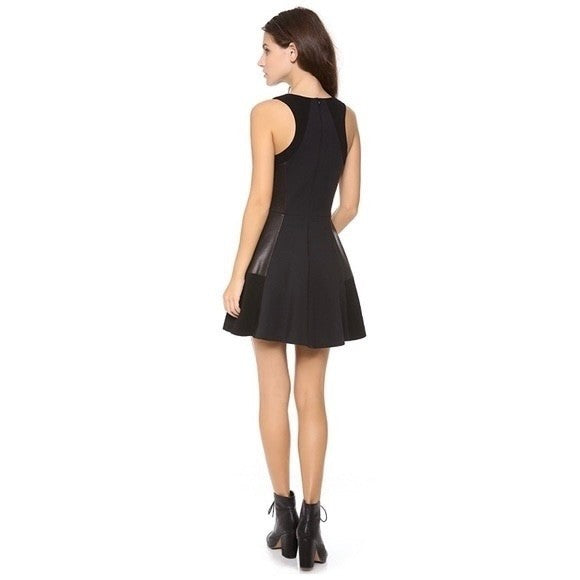 RAG & BONE Leather Montrose Fit N' Flare Little Black Dress Panel Mini Size 6