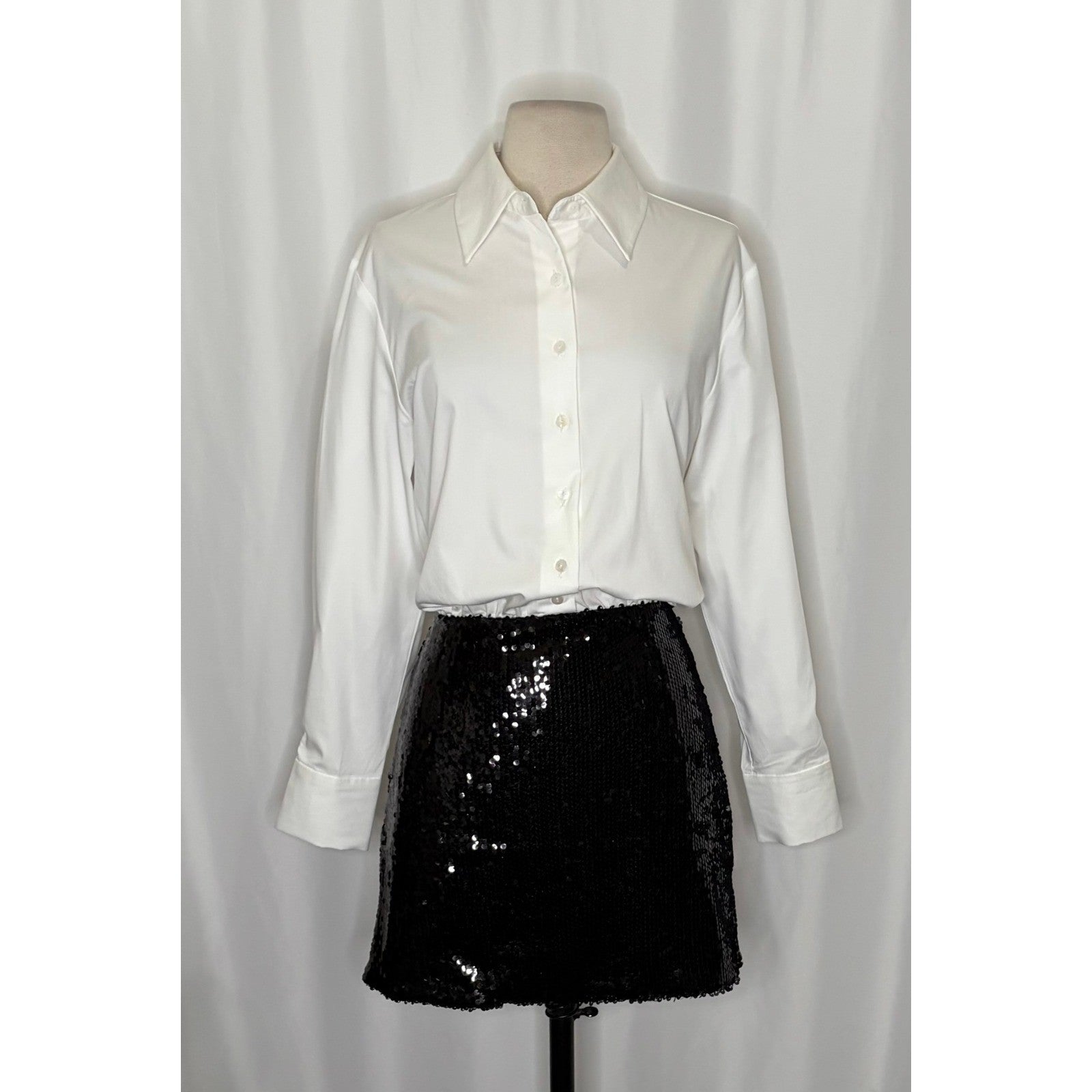 Anthropologie MARE MARE Buttondown Sequin Twofer Dress Black White X-Small