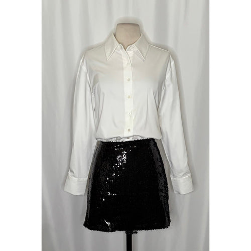 Anthropologie MARE MARE Buttondown Sequin Twofer Dress Black White X-Small
