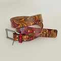Unisex JON WYE Leather Paisley Belt Western Retro Made in USA Men Women 46"