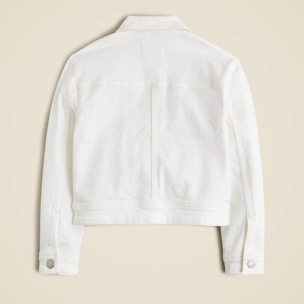 NWT!! Girl's J. CREW Crewcuts Cropped Denim Trucker Jacket White Denim XXS 2-3