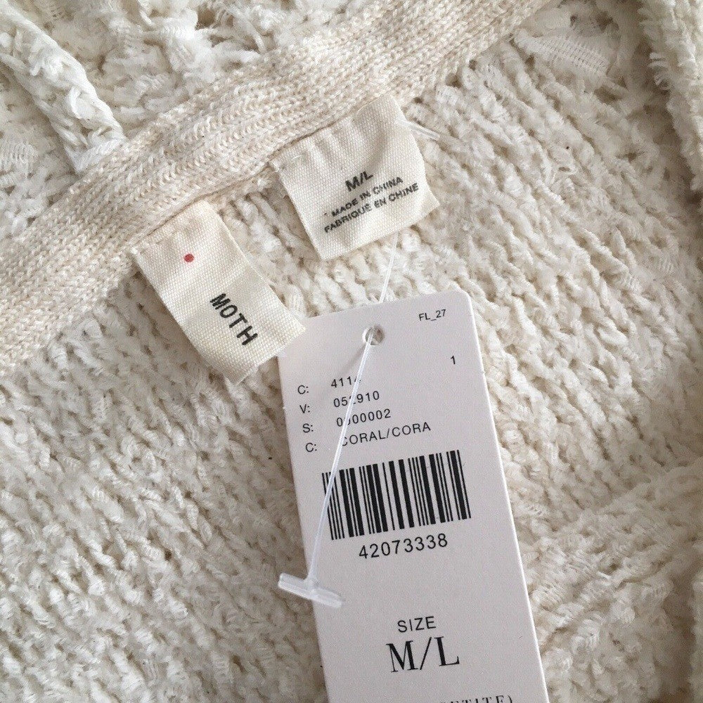 NWT!! Anthropologie MOTH Ombre Fringed Beachside Hoodie Sweater Medium Large