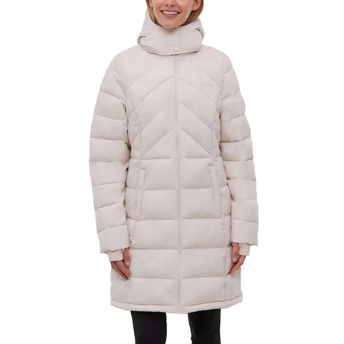 BENCH Long Hooded Puffer Coat Removable Hood Pockets Minimalist Quilted X-Small