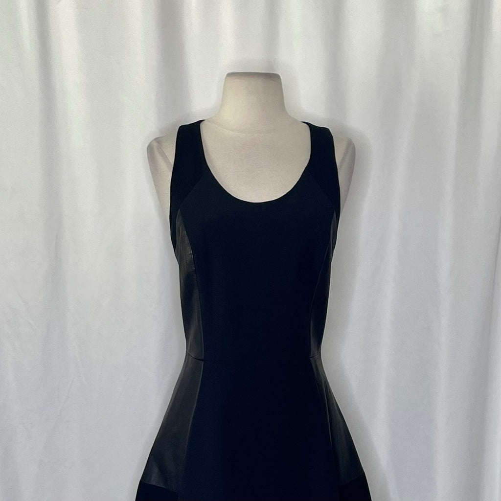RAG & BONE Leather Montrose Fit N' Flare Little Black Dress Panel Mini Size 6