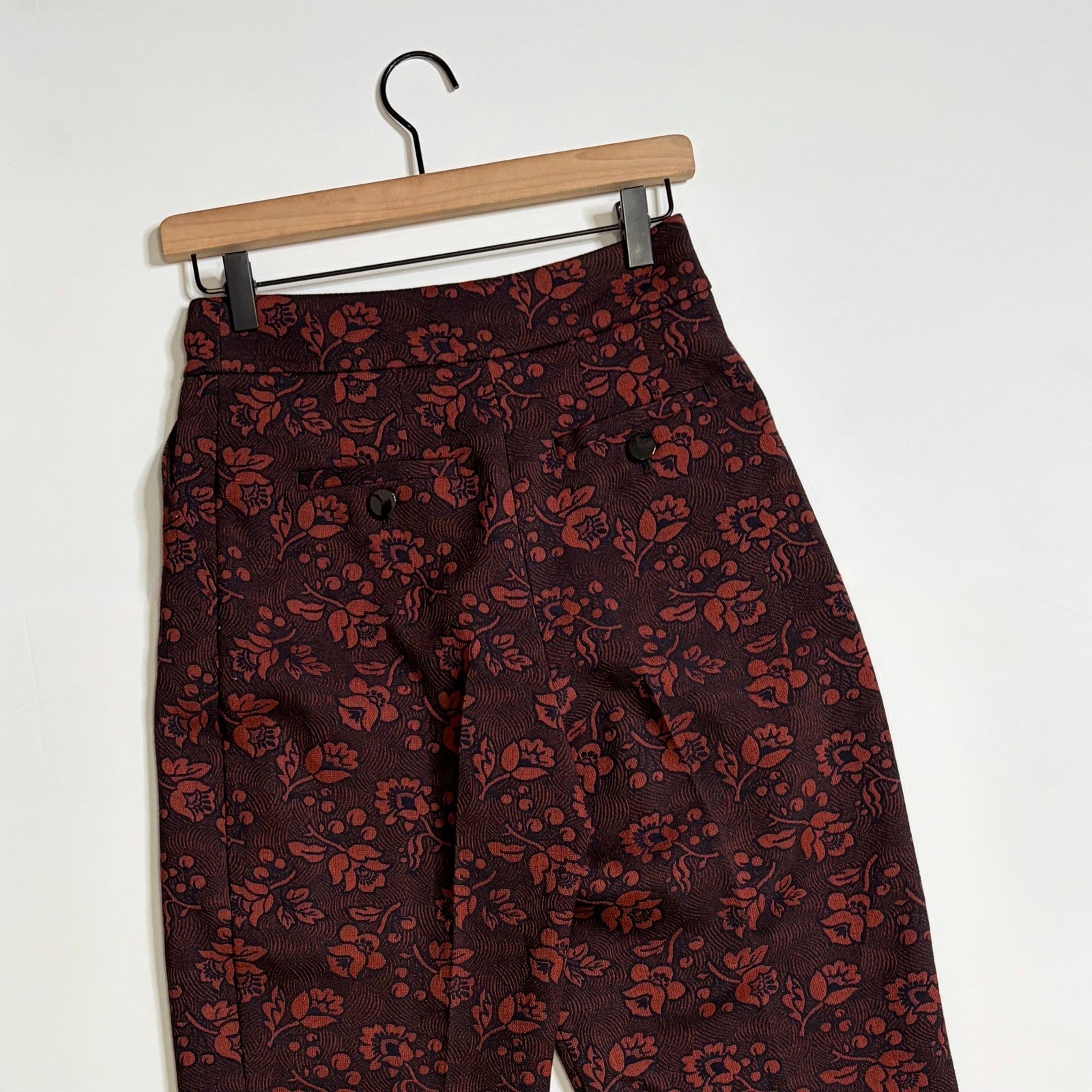 Anthropologie MAEVE Floral Jacquard High-Rise Trousers Pants Tapered Office 2