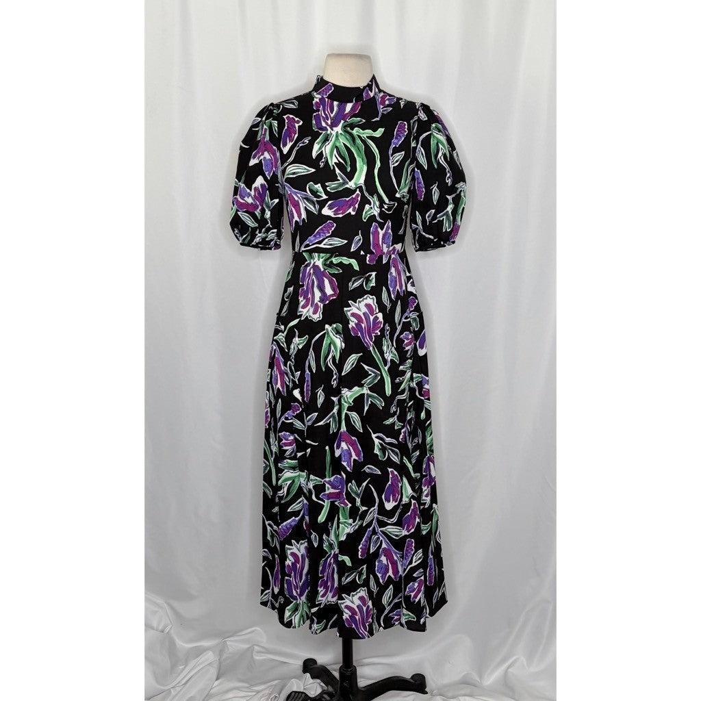 NWT!! DVF DIANE VON FURSTENBURG Nella Dress Violet Floral Midi Spring Size 2