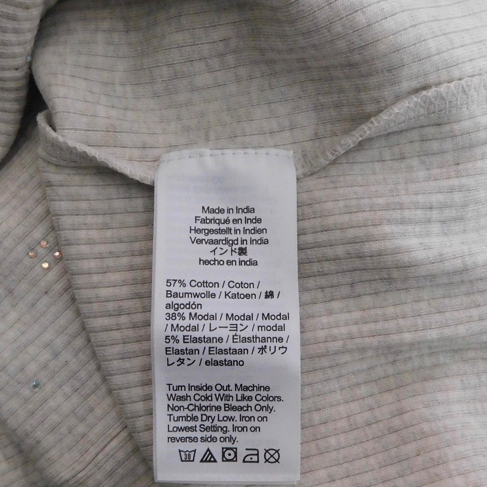 J. CREW Vintage Rib Long Sleeve T-Shirt Embellished Heathered Dove XXS XX-Small