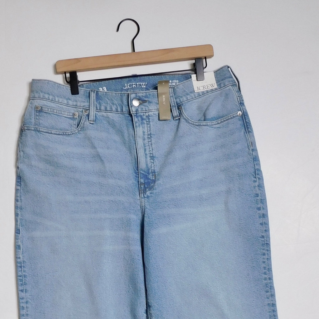 NWT!! J. CREW '96 Slim Wide Jeans Synniva Wash Denim High Rise Waist Size 33