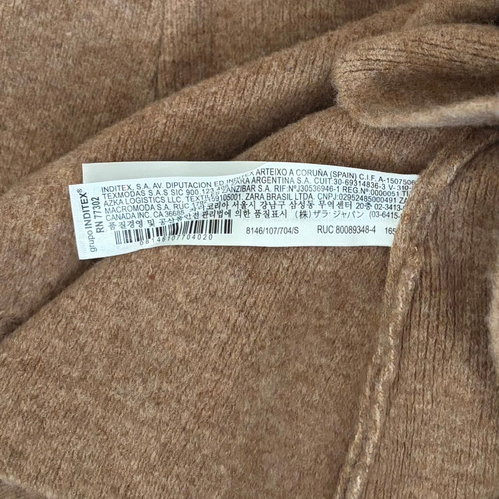 ZARA Chic Mock Neck A-Line Dress Pockets Brown Wool Preppy Mockneck Knit Small