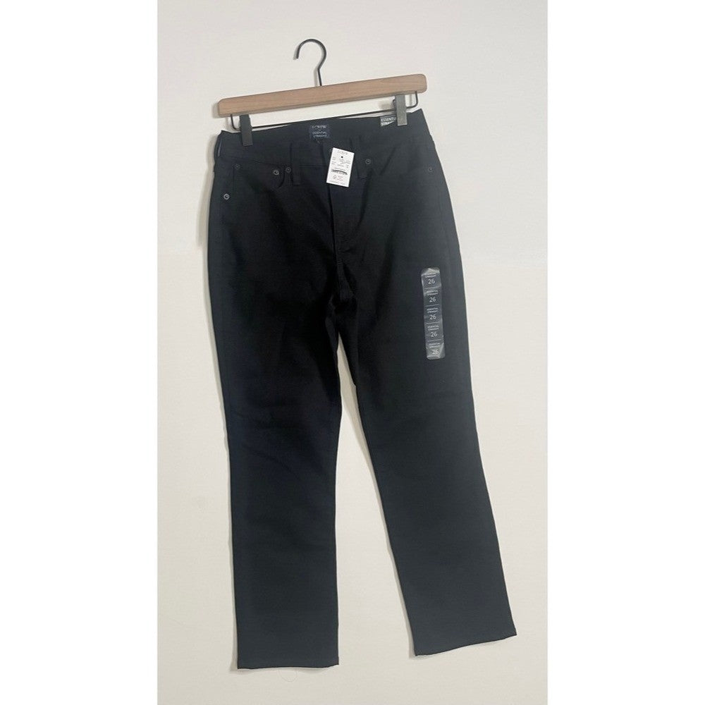 NWT!! J. CREW Factory Essential Straight Jeans All-Day Stretch Solid Black 26