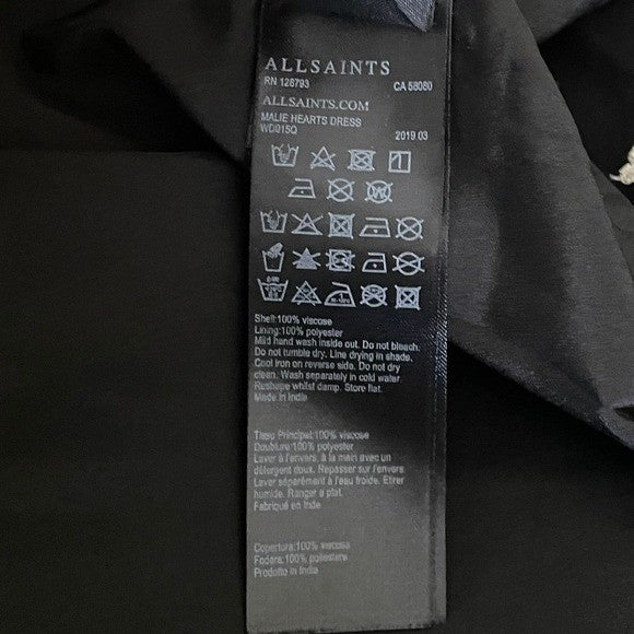 ALLSAINTS Malie Broken Heart Dress Embroidered Black Ivory All Saints Small