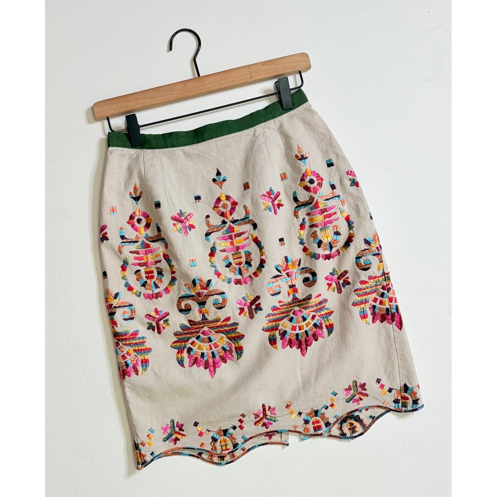 Anthropologie COREY LYNN CALTER Majestic Medallions Embroidered Skirt Linen 4