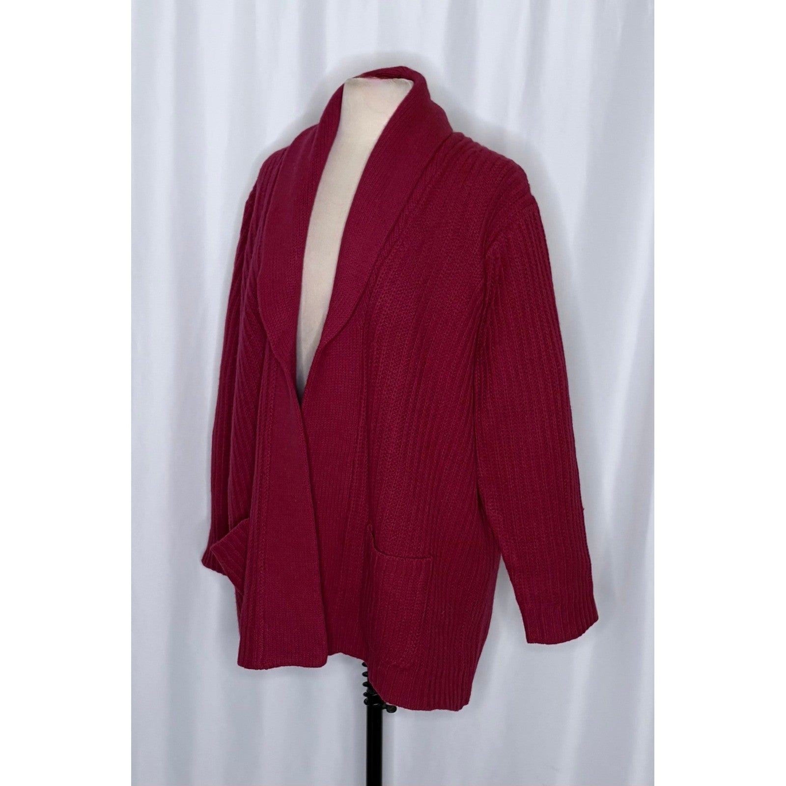 NWT!! WOOLOVERS Lambswool Shrug Cosy Cardigan Sweater Purple Wine Knit X-Large