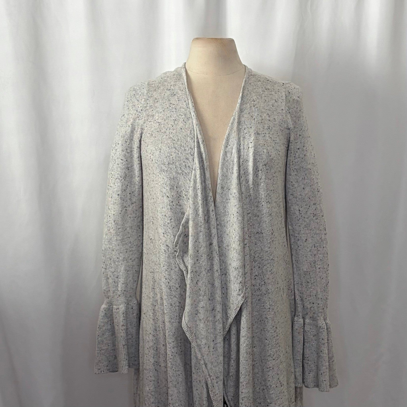 Anthropologie MOTH Gray Lyra Bell Sleeve Waterfall Cardigan Sweater Medium