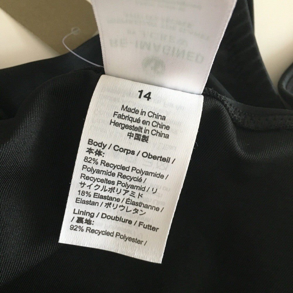 NWT!! J. CREW Black One Piece Plunge V-Neck Swimsuit Solid Classic Size 14