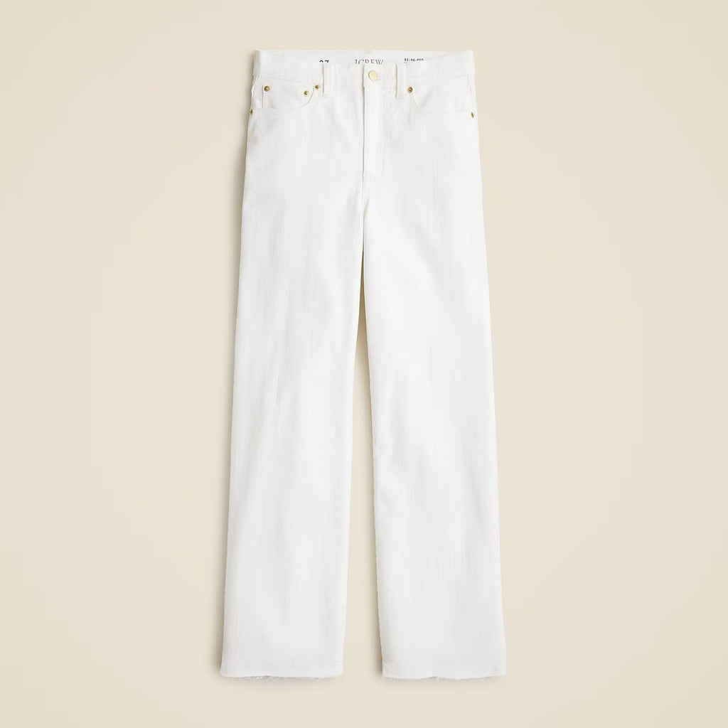 NWT!! J. CREW '96 Slim Wide Jeans Retro Raw Hems Solid White Preppy Frayed 33
