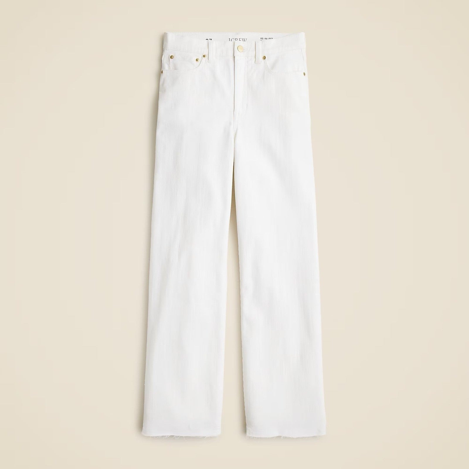 NWT!! J. CREW '96 Slim Wide Jeans Retro Raw Hems Solid White Preppy Frayed 33