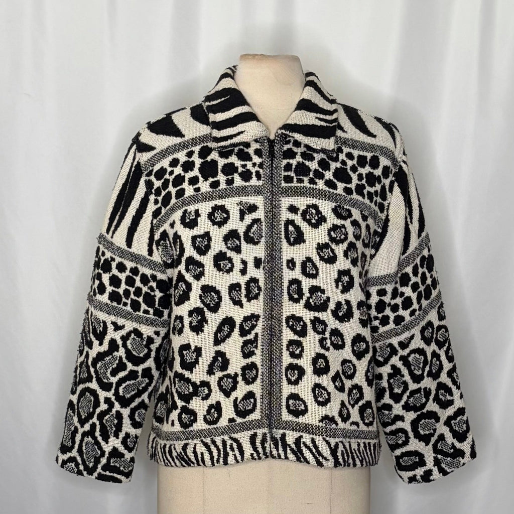 Vintage PAINTED PONY Animal Print Jacket Cropped Cottagecore Western Medium