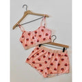 NEW!! STRAWBERRY Print Red Pink Cropped Loungewear Two Piece Set X-Large