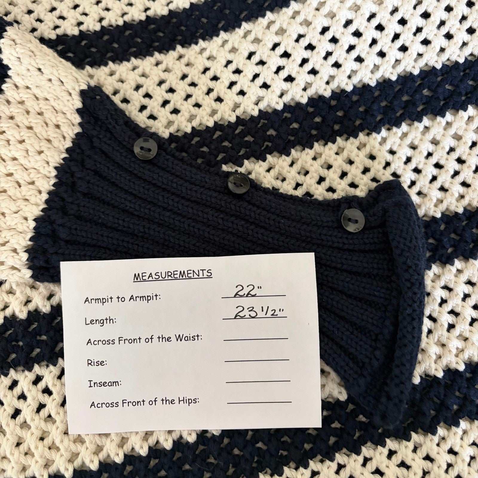 NWT!! ZARA Navy Ivory Striped Pullover Sweater Open Knit Nautical X-Small Small