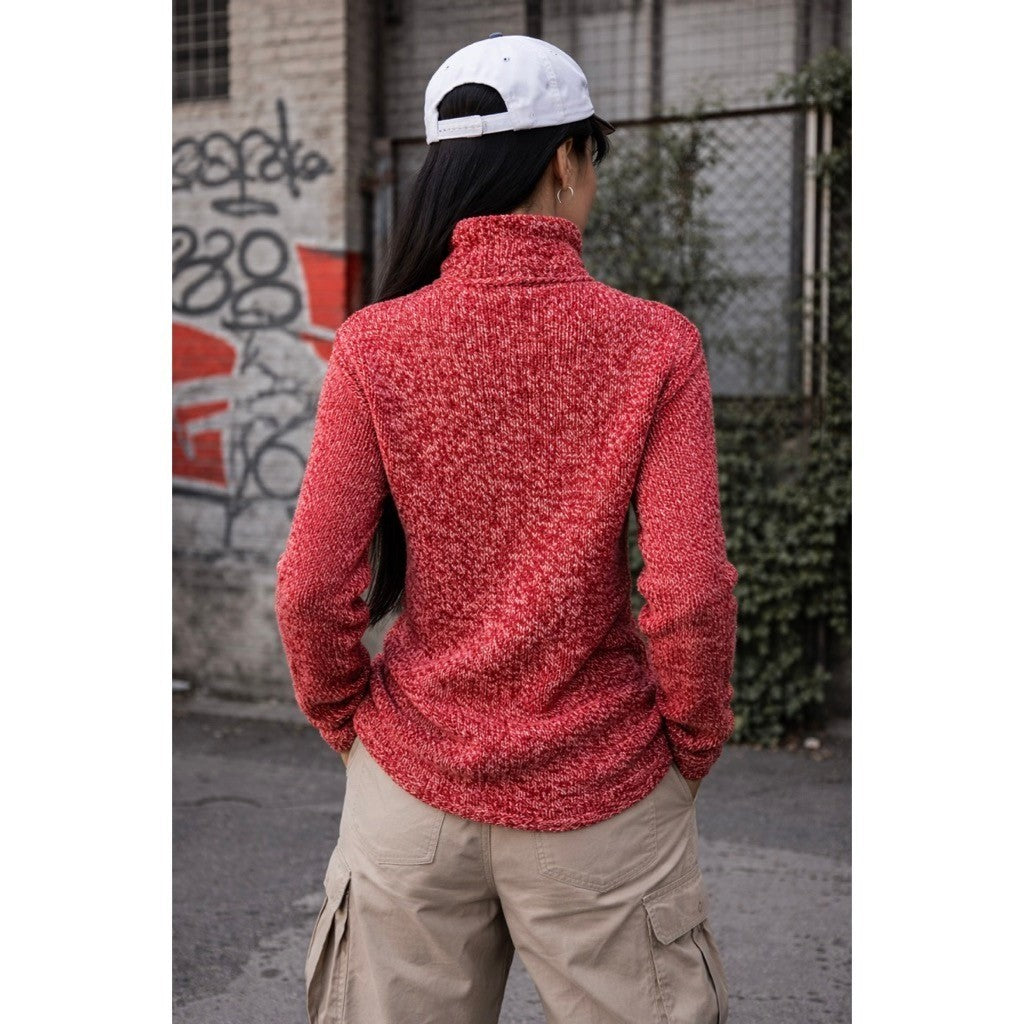 ARMANI COLLEZIONI Red White Wool Mock Neck Sweater Knit Pullover Medium