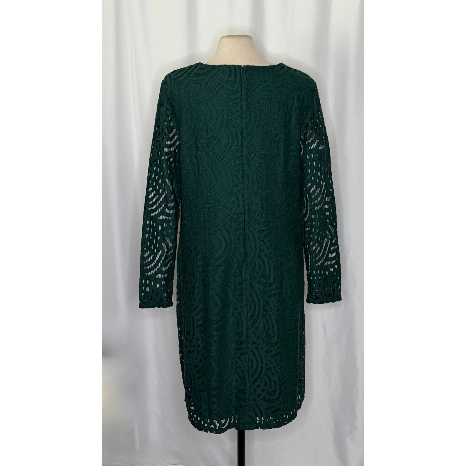 BODEN Zeta Emerald Green Lace Shift Dress Preppy Office Coquette Business 16