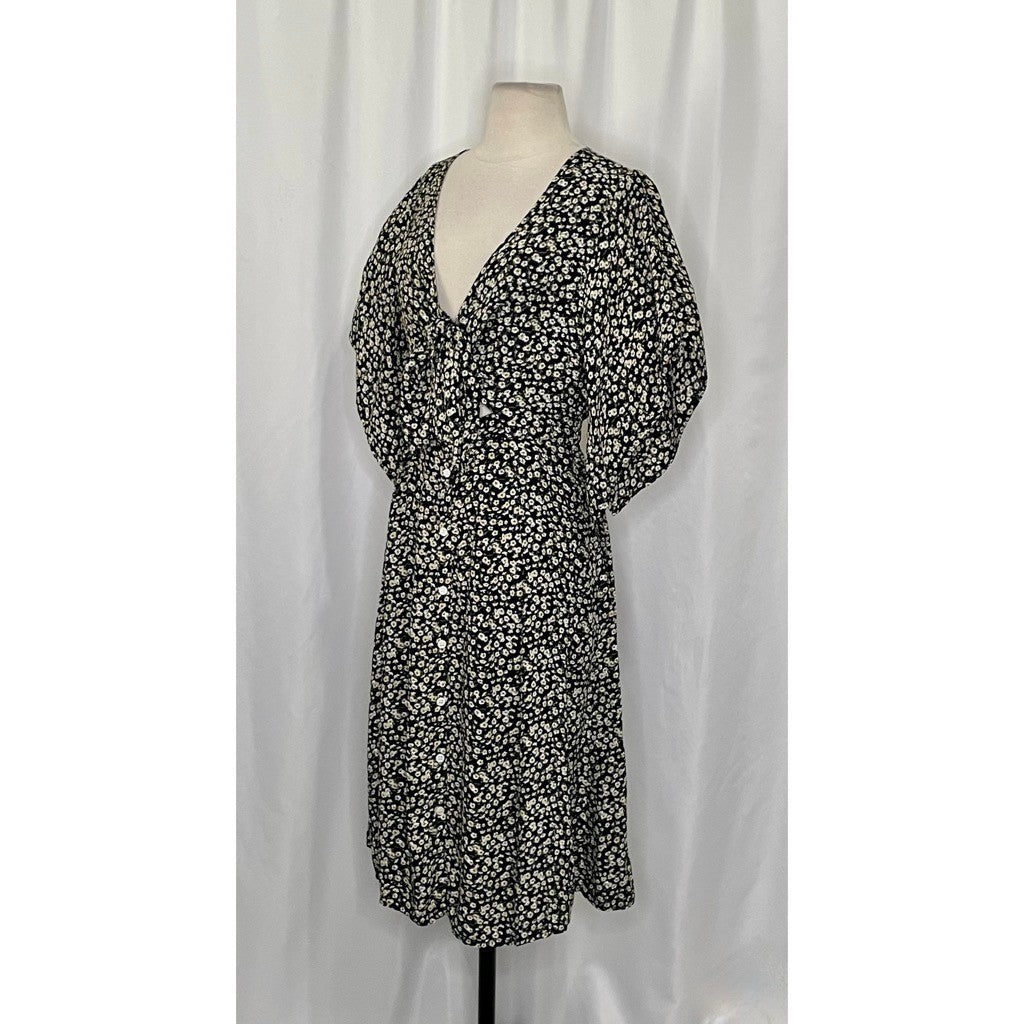 FAITHFULL THE BRAND Massimo Midi Dress Floral Blossom Village Tie Front Small