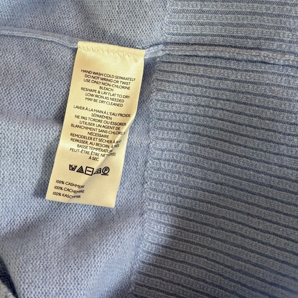 NEW! FREE PEOPLE Eloura Cashmere Henley Sweater Arctic Sky Blue Solid Knit XS