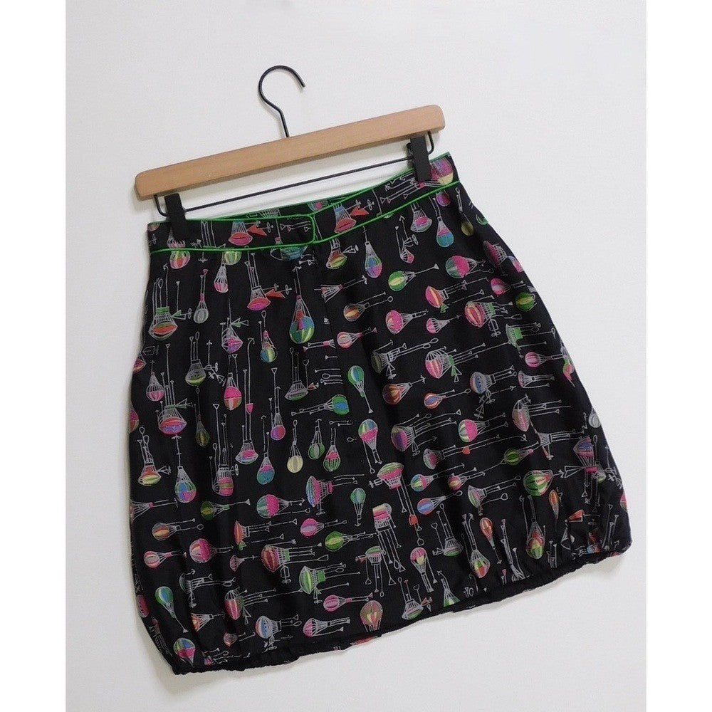Anthropologie ANNA SUI Montgolfier Silk Skirt Hot Air Balloon Print Size 6