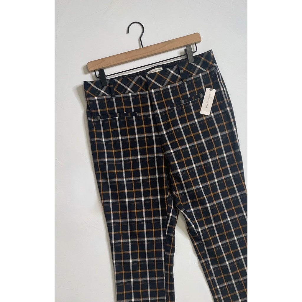 NWT!! ANTHROPOLOGIE The Essential Plaid Pants Black Orange Academia Preppy 10